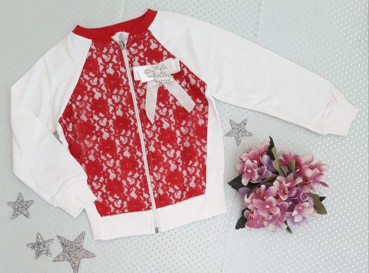 Кофта на байці, розмір 2-6 років, червоний +молочний