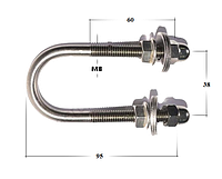 Рым-болт U-образный, D 8 мм, L 95 мм