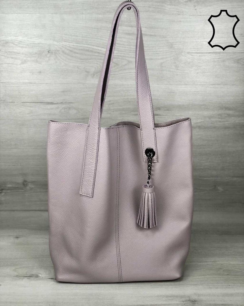 Шкіряна жіноча сумка-шоппер Jolie фіалкового кольору