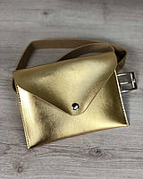 Женская сумка на пояс эко-кожа золотого цвета