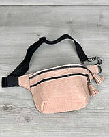 Стильна сумочка на пояс Елен пудровий крокодил