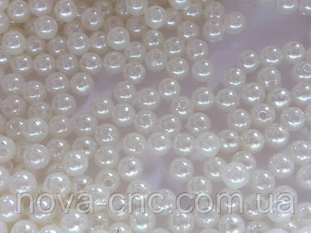Намистини пластик "перли" білий (не білосніжний) 6 мм 500 грам, фото 2