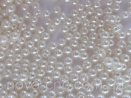 Бусини пластик "Перли" білий 4 мм 500 грамів, фото 2