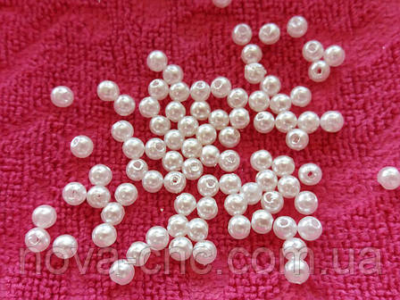 Бусини пластик "Перли" білий 4 мм 500 грамів, фото 1