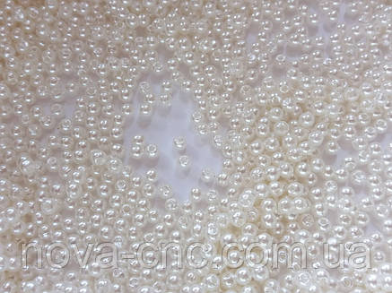 Бусини пластик "Перли" білий 3 мм 500 грамів, фото 2