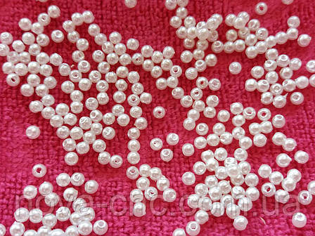 Бусини пластик "Перли" білий 3 мм 500 грамів, фото 1