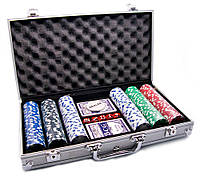 Покерний набір в алюмінієвому кейсі (2 колоди карт + 300 фішок)(38х22,5х6,5 см)(CG11300)