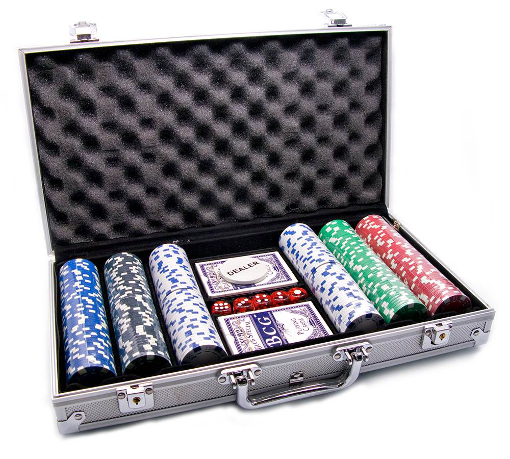 Покерный набор на 300 фишек в алюминиевом кейсе (38х22,5х6,5 см) - фото 1 - id-p103436943