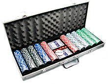 Покерний набір в алюмінієвому кейсі (2 колоди карт + 500 фішок)(56х22х7 см)(CG11500)