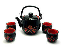 Сервиз керамический (чайник ,4 чашки)(28х17х12)