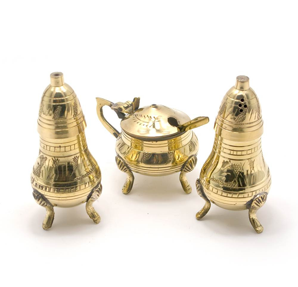 Сільничка, перечниця, горчичниця бронза (н-р 3 шт)(17,5х12,5х9 см)(Salt & Peper set 3 Ps Polish)