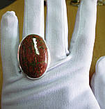 Срібний персень з епідотом-унакитом, розмір 18, фото 7