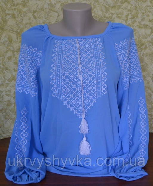 Шифонова блузка "Львів`янка" голуба