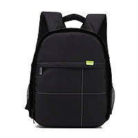 Фоторюкзак с карманом универсальный противоударный, черный цвет, подкладка зеленая ( код: IBF032BG )
