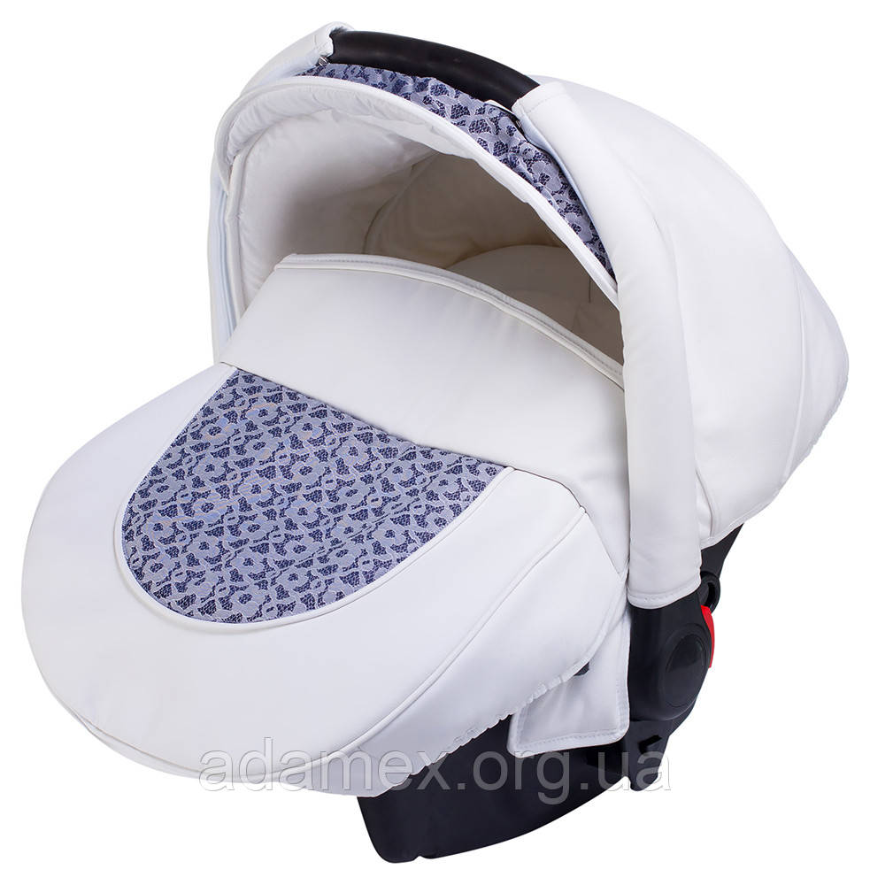 Дитяче автокрісло Adamex CARLO біла шкіра — сірий гіпюр