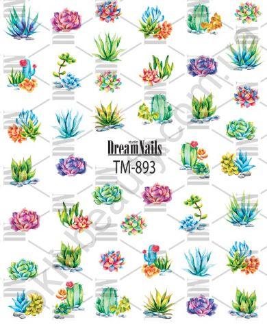 Слайдер-дизайн «Кактуси» TM - 893 Dream Nails (водні наклейки), фото 1