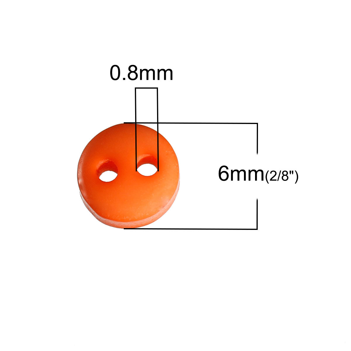 Пуговица, Из Смолы, Шитье, С двумя отверстиями, Круглая, Цвет: Оранжевая, 6 мм диаметр - фото 2 - id-p995980377