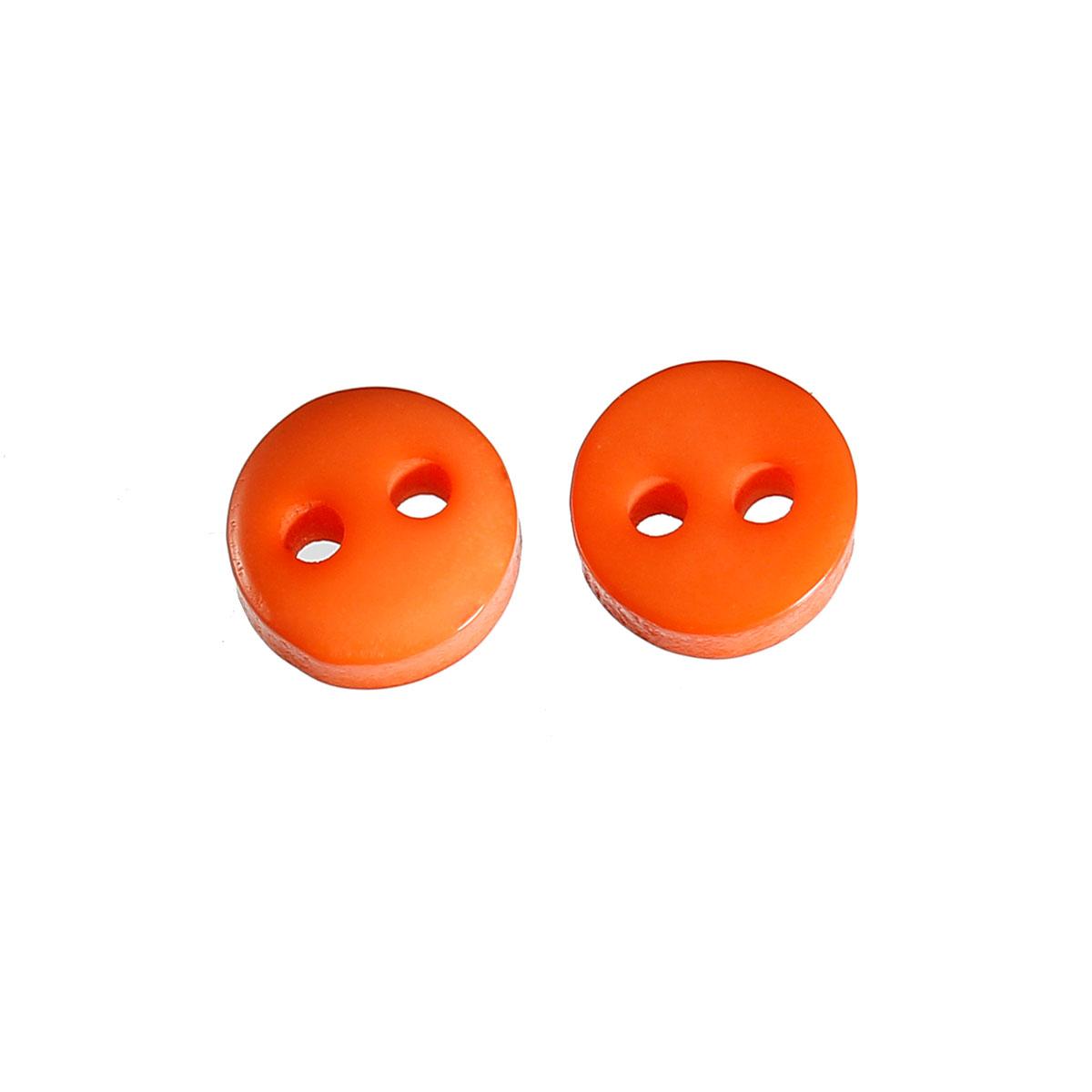 Пуговица, Из Смолы, Шитье, С двумя отверстиями, Круглая, Цвет: Оранжевая, 6 мм диаметр - фото 3 - id-p995980377