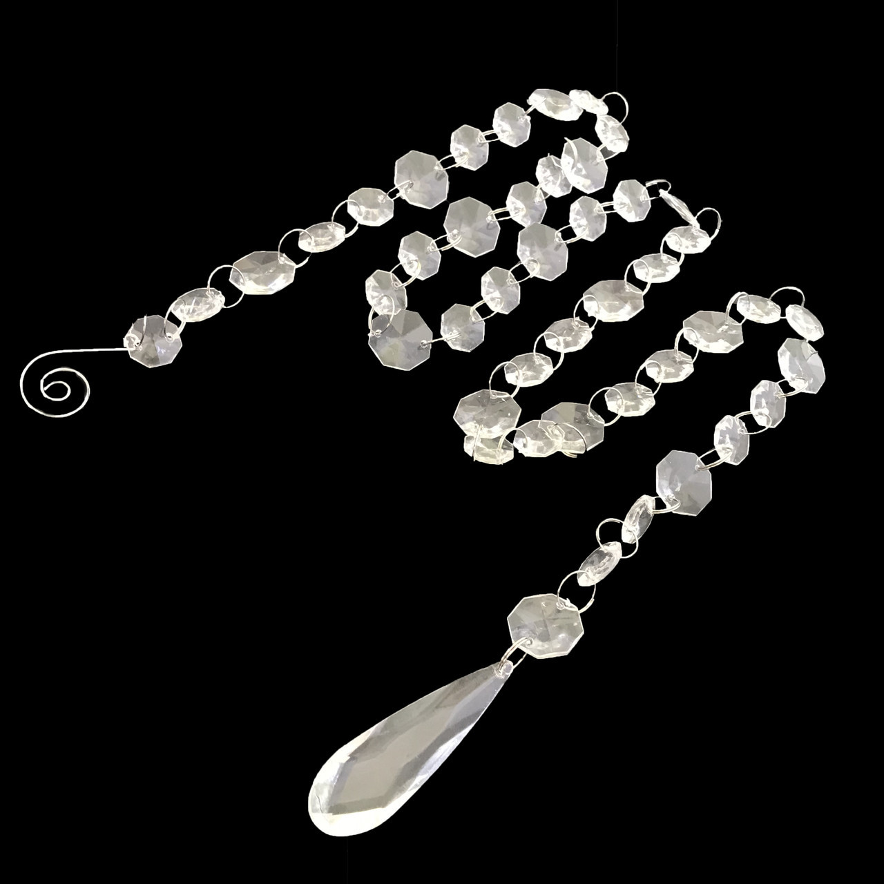 Гірлянда з кристалів на кільцях прозорі (слеза), фото 1