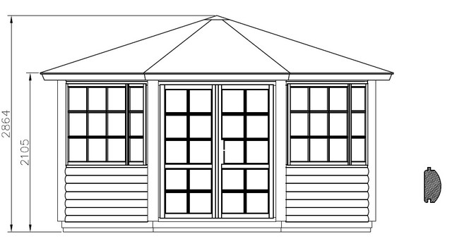 Альтанка дерев'яна шестигранна 4х4 закрита дачна від виробника Wood Gazebo 016