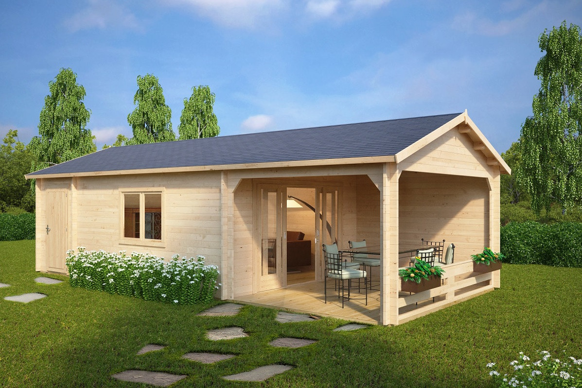 Дерев'яний будинок з термобруса 36 м2. Кредитування будівництва дерев'яних будинків Thermo Wooden House 067