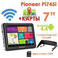 GPS навигатор Pioneer Pi745i 7" 8 Ядер Android 4.4 + Козырек + Карта памяти 32GB