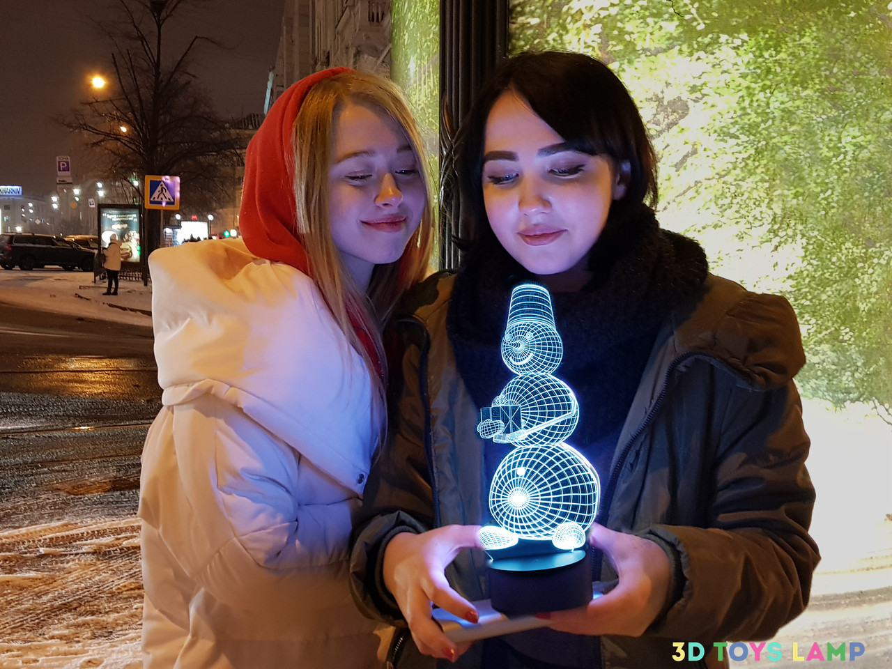 3D світильник нічник з пультом "Сніговик 2" 3DTOYSLAMP, фото 1