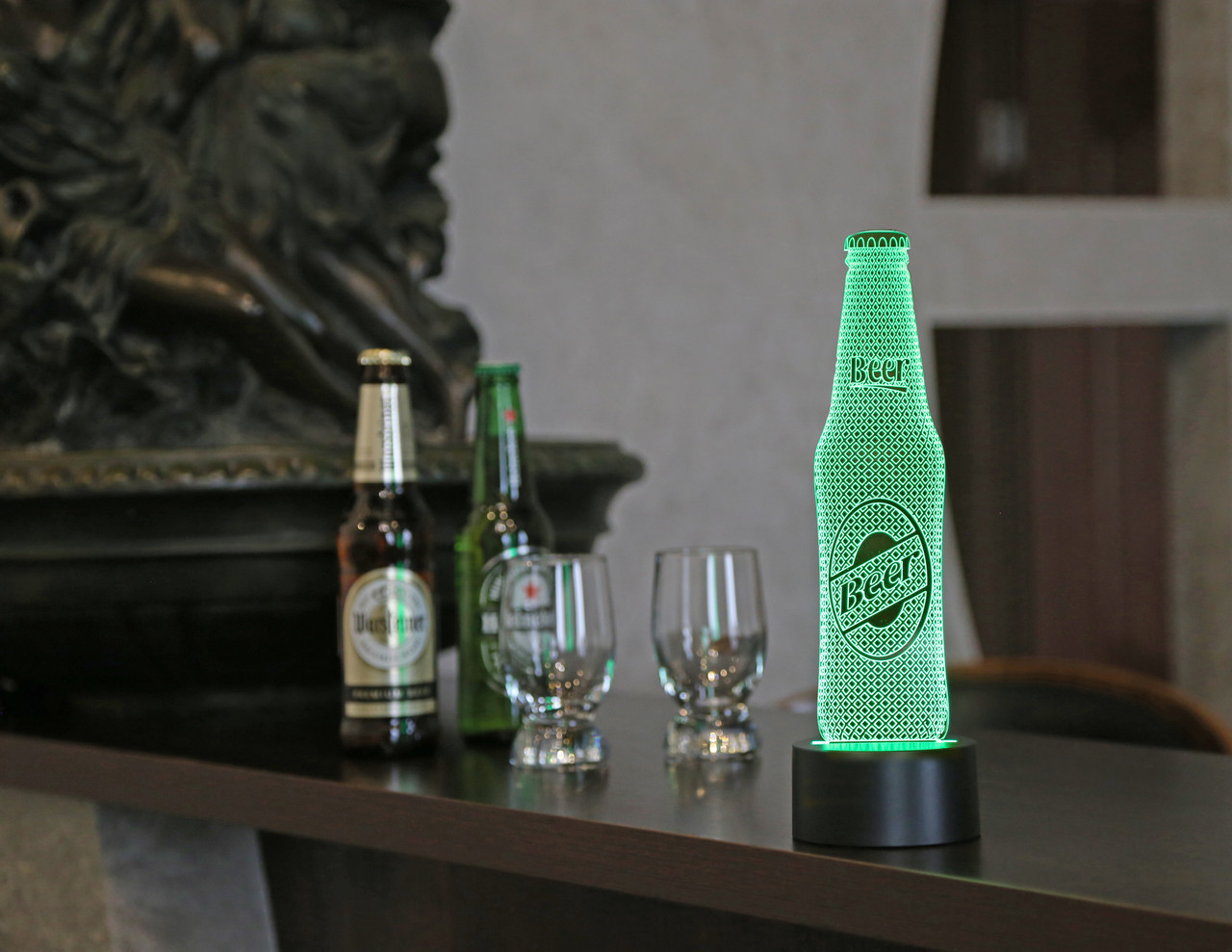 3D світильник нічник з пультом "Beer" (пляшка з пивом) 3DTOYSLAMP