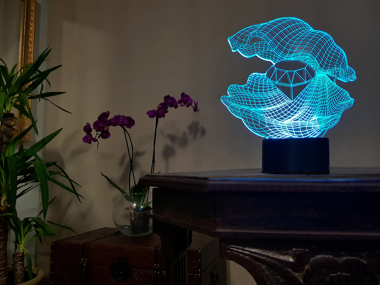 3D світильник нічник з пультом "Перлинниця з діамантом" 3DTOYSLAMP