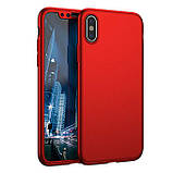 Чохол для IPhone X/XS + скло 360 протиударний ультратонкий, red matte, фото 3