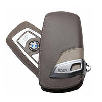 Оригинальный кожаный чехол для ключа BMW Leather Key Case Modern Line, Beige-Brown (82292219914)