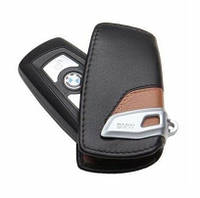 Оригинальный кожаный чехол для ключа BMW Leather Key Case Luxury Line Brown Black (82292219917)