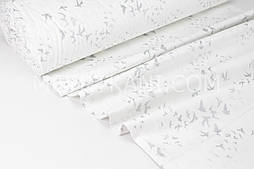 Тканина ранфорс Туреччина 240 см "Ластівці" (глітер) срібло на білому No WH-1734-1