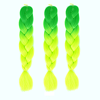 Канекалоновая коса омбре, светло-зеленый + желто-зеленый неон (B43) 29/55