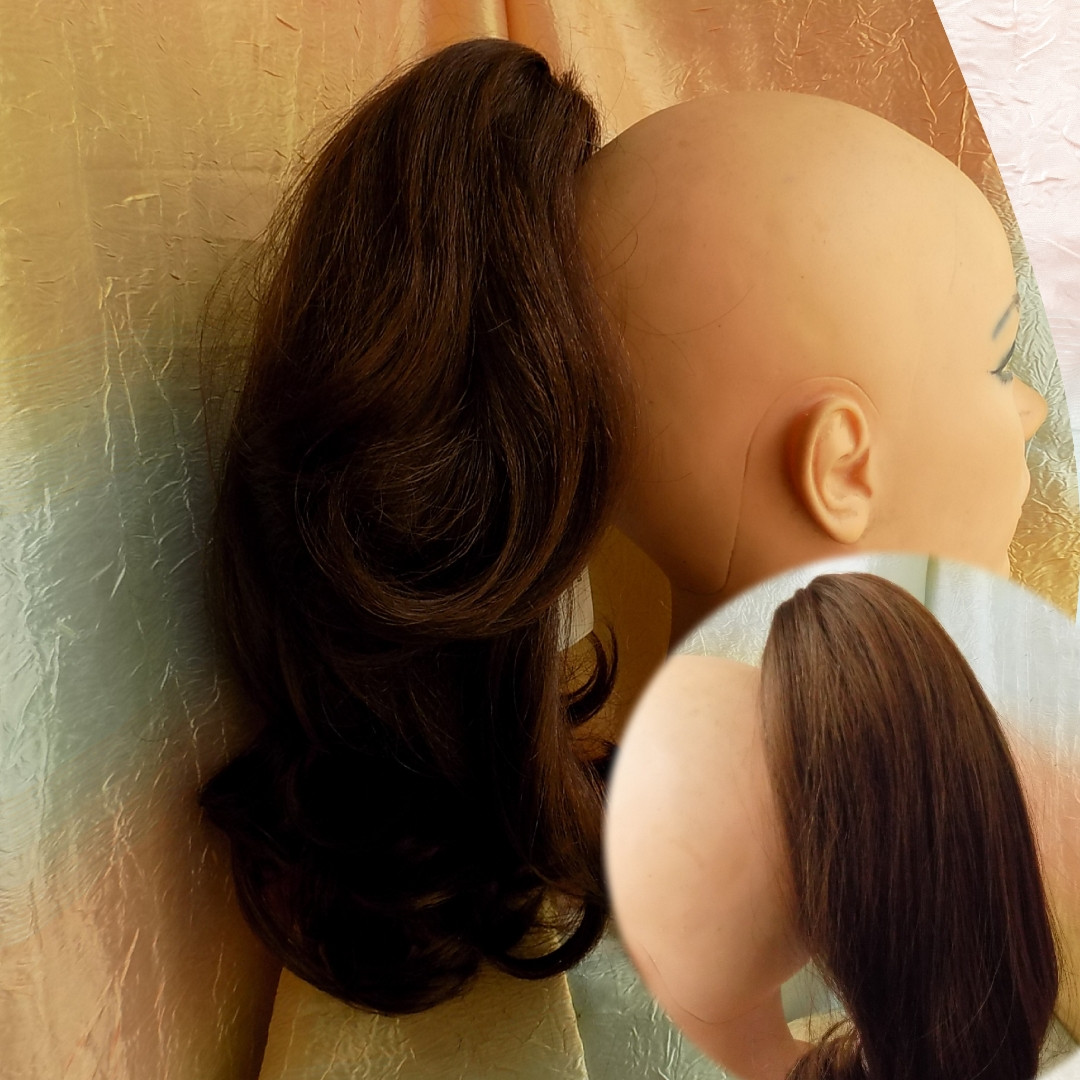 Хвіст шиньон двухсторонній на крабі світло-каштановий Т95 -31, фото 1