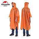 Дощовик пончо плащ-палатка накидка від дощу тент Naturehike 20D nylon Silicone 230 х 140 см помаранчевий, фото 3