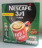 Напій кавовий Nescafe 3 in1 TURBO. Напій кавовий Нескафе 3в1 Турбо 20 стиків по 13 г