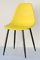 Стул Nik Metal-BK желтый 12, пластиковый стул на металлических ножках Eames