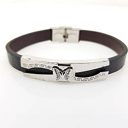 Чоловічий шкіряний браслет, з метеликом