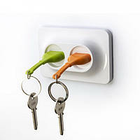 Ключница настенная и брелки для ключей Double Unplug Qualy (зеленый/оранжевый/белый)