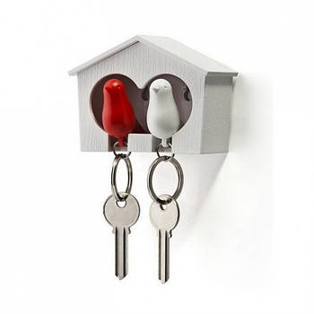 Ключниця настінна та брелки для ключів Duo Sparrow Qualy (білий-червоний)