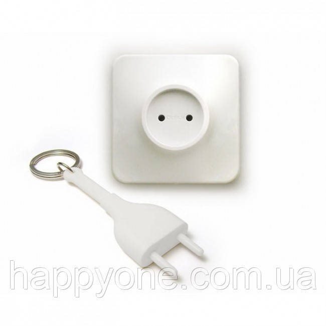 Ключниця настінна та брелок для ключів Unplug Qualy (білий)