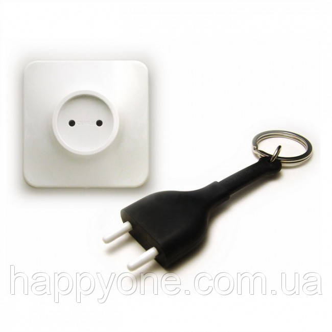 Ключниця настінна та брелок для ключів Unplug Qualy (білий-чорний)