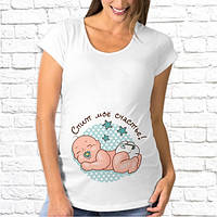 Футболка для вагітної з принтом Малюк "Спит моє щастя!" M, Білий Push IT