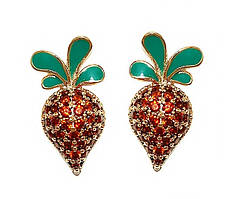 Сережки-гвоздики ХР. Позолота 18К. Камені: бордовий циркон. Довжина: 1.8 см. Ширина: 8 мм.