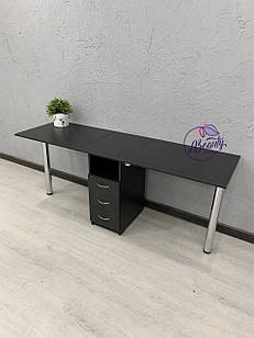 Складаний манікюрний столик на 2 робочих місця, стіл чорного кольору