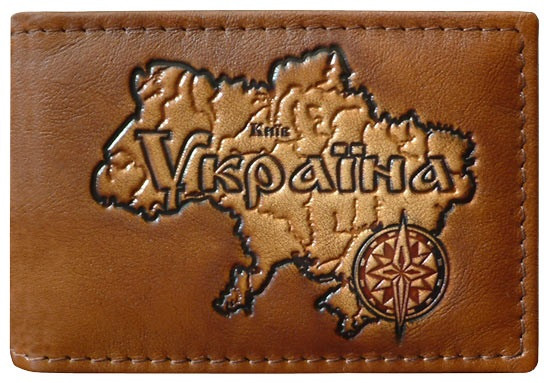 Візитниця кишенькова шкіряна ручної роботи "Україна", фото 1