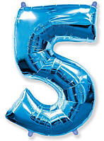 Фольгированный шар-цифра "5", 102 см Синий