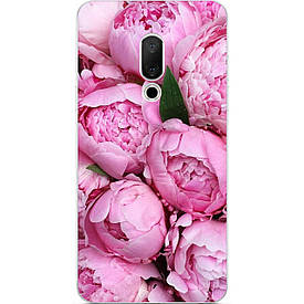 Чохол з картинкою силіконовий для Meizu 15 Plus Рожеві півонії