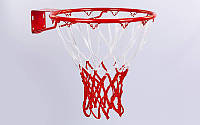 Сетка баскетбольная (полиэстер, 12 петель, цвет белый-красный, в компл. 2 шт.)